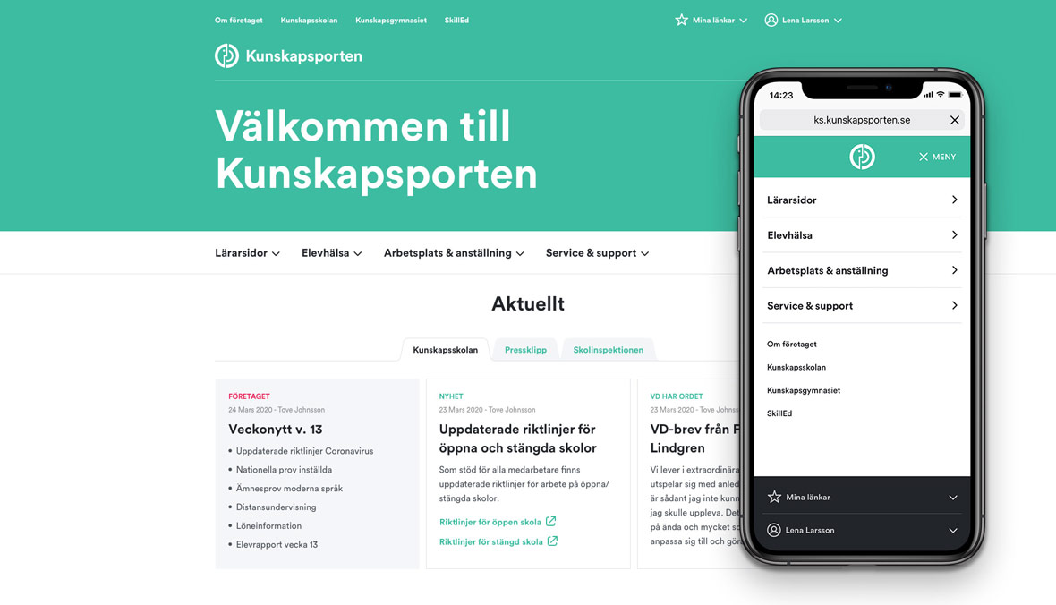 Kunskapsskolans intranät med förbättrad läsbarhet och tillgänglighet - Limetta Digitalbyrå