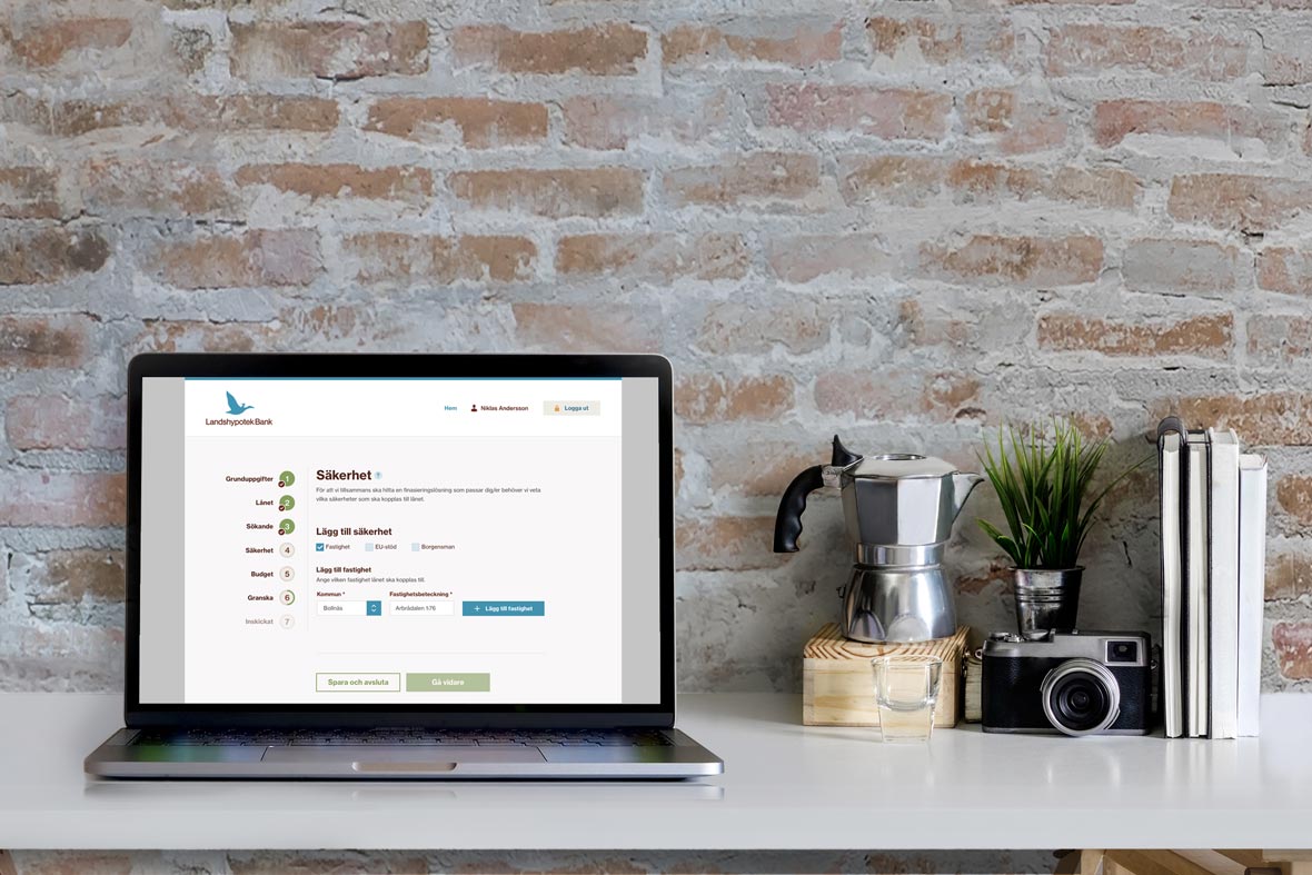 Digitalisering av Landshypoteks verksamhetslån - låneansökan laptop - Limetta Digitalbyrå