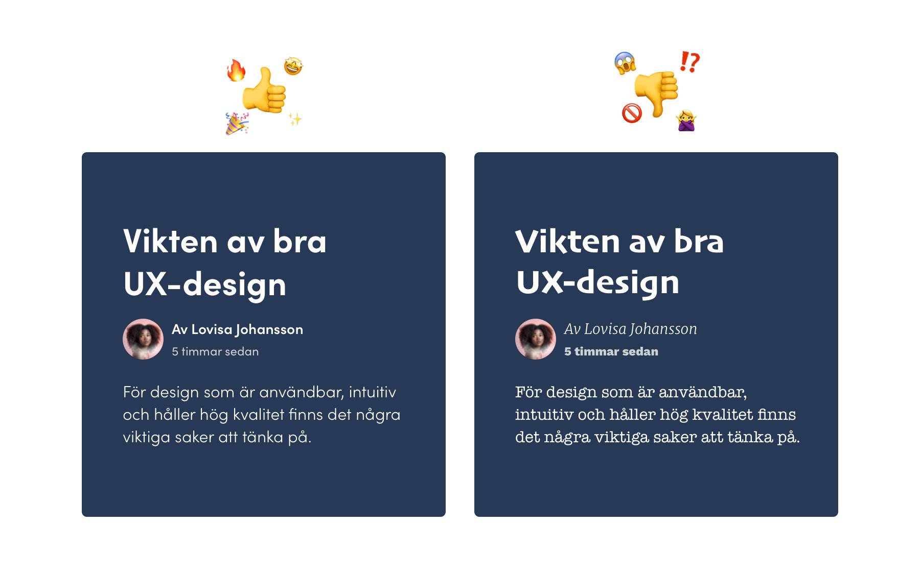 Typografisk hierarki och val av typsnitt - UX och design-principer