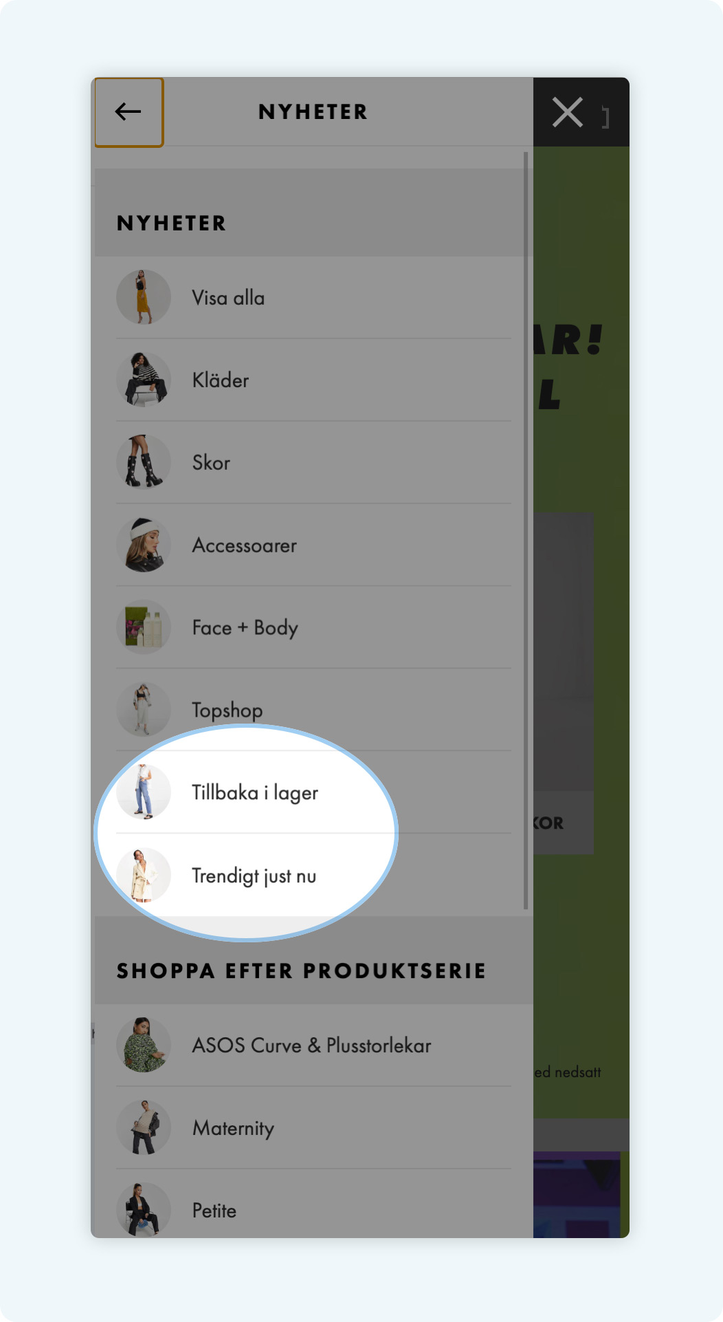 E-handelskunder: Fönstershopparen (Online Browsers) gillar nyckelord som Nyheter, Topplista och Favoriter