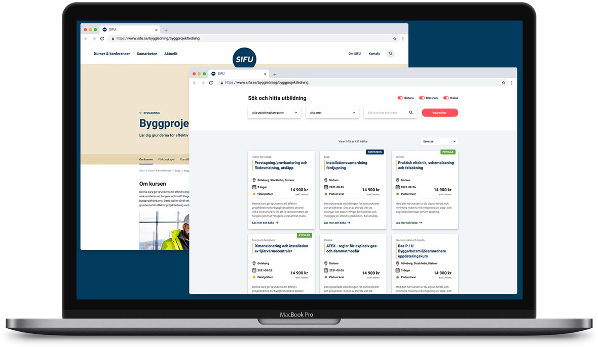Enklare att hitta och boka en kurs hos SIFU - Limetta Digitalbyrå
