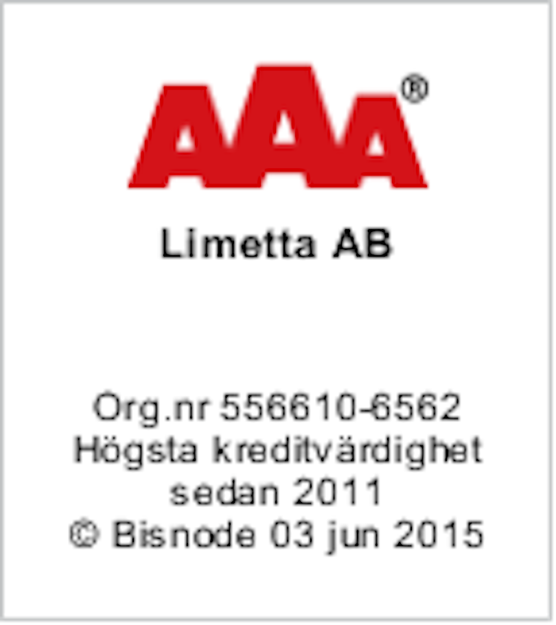 Limetta får AAA i kreditbetyg för högsta kreditvärdighet Limetta får AAA i kreditbetyg för högsta kreditvärdighet