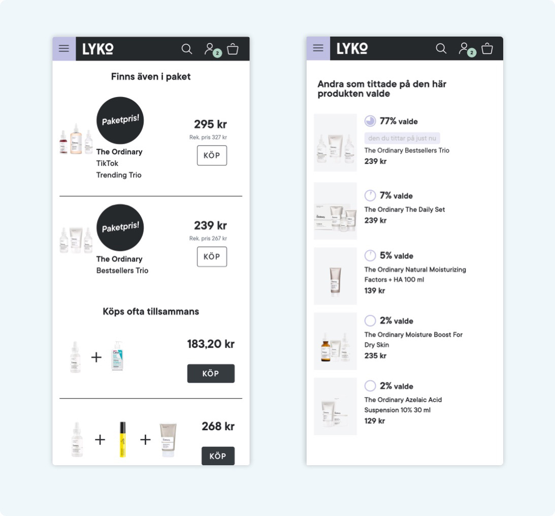 E-handelskunder: Den produktfokuserade (Product focused). Merköp på lyko.se - Limetta Digitalbyrå