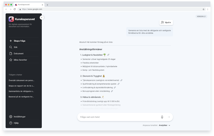 Webbappen eller AI-appen byggdes på Optimizely med gränssnitt i Vue