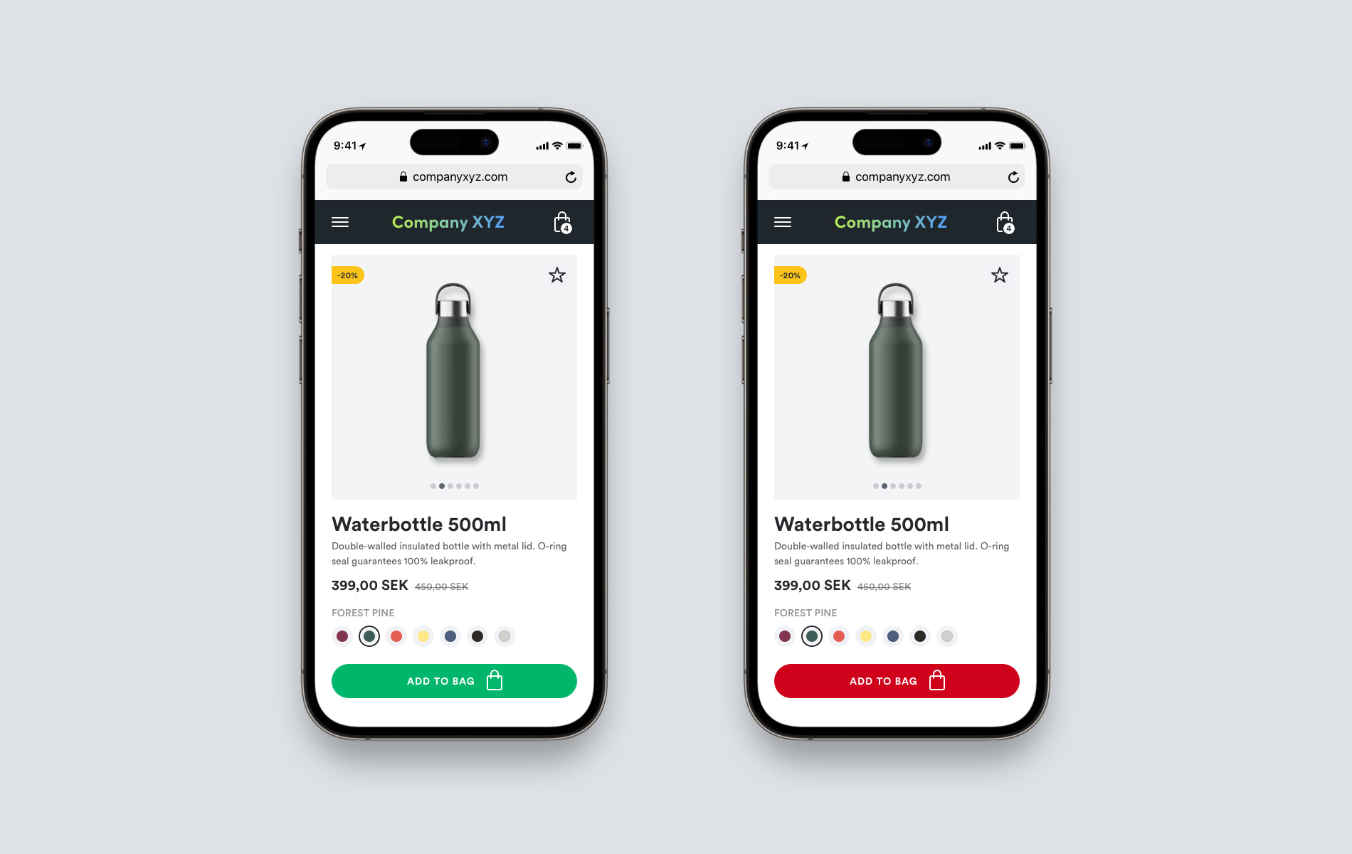 Komplementfärger kan exempelvis användas på viktiga call-to-action (CTA) - Limetta Digitalbyrå