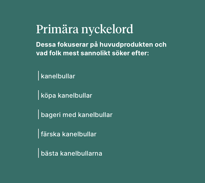 Nyckelord - Primära nyckelord eller söktermer