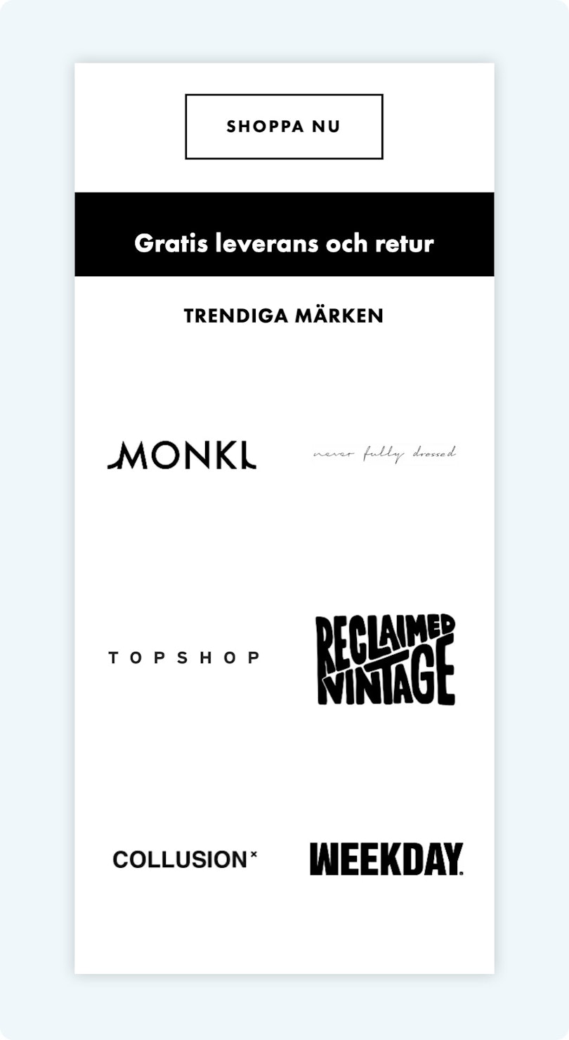 E-handelskunder: Fönstershopparen (Online Browsers) gillar nyckelord som Trendigt, Nyheter, Topplista, Favoriter