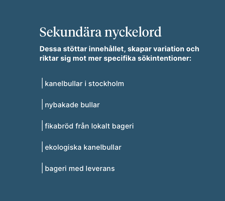 Nyckelord - Sekundära nyckelord eller söktermer