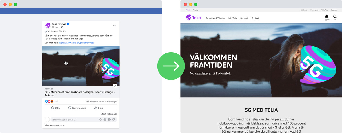Matcha budskap och förväntningar på landningssidan - Limetta Digitalbyrå