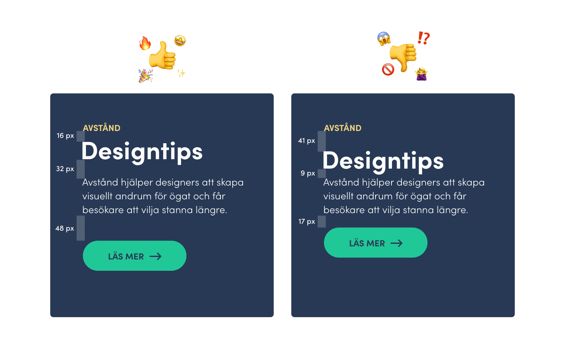 Skapa avstånd mellan objekten - UX och design-principer
